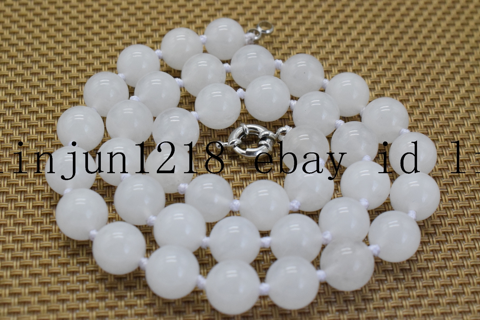 Natural 6/8/10/12mm White Jade Gemstone Round Beads Necklace 18” AAA