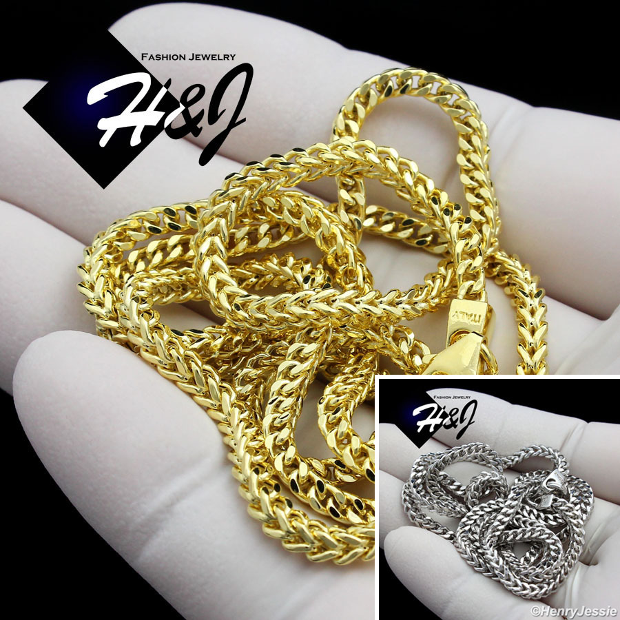 925 STERLING SILVER 20″24″30″X2.5MM GOLD PLATED/SILVER FRANCO BOX CURB CHAIN*SN8