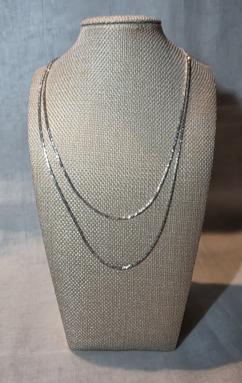 Rhodium Over Sterling Silver Diamond Cut Chain Necklace 36 in Length