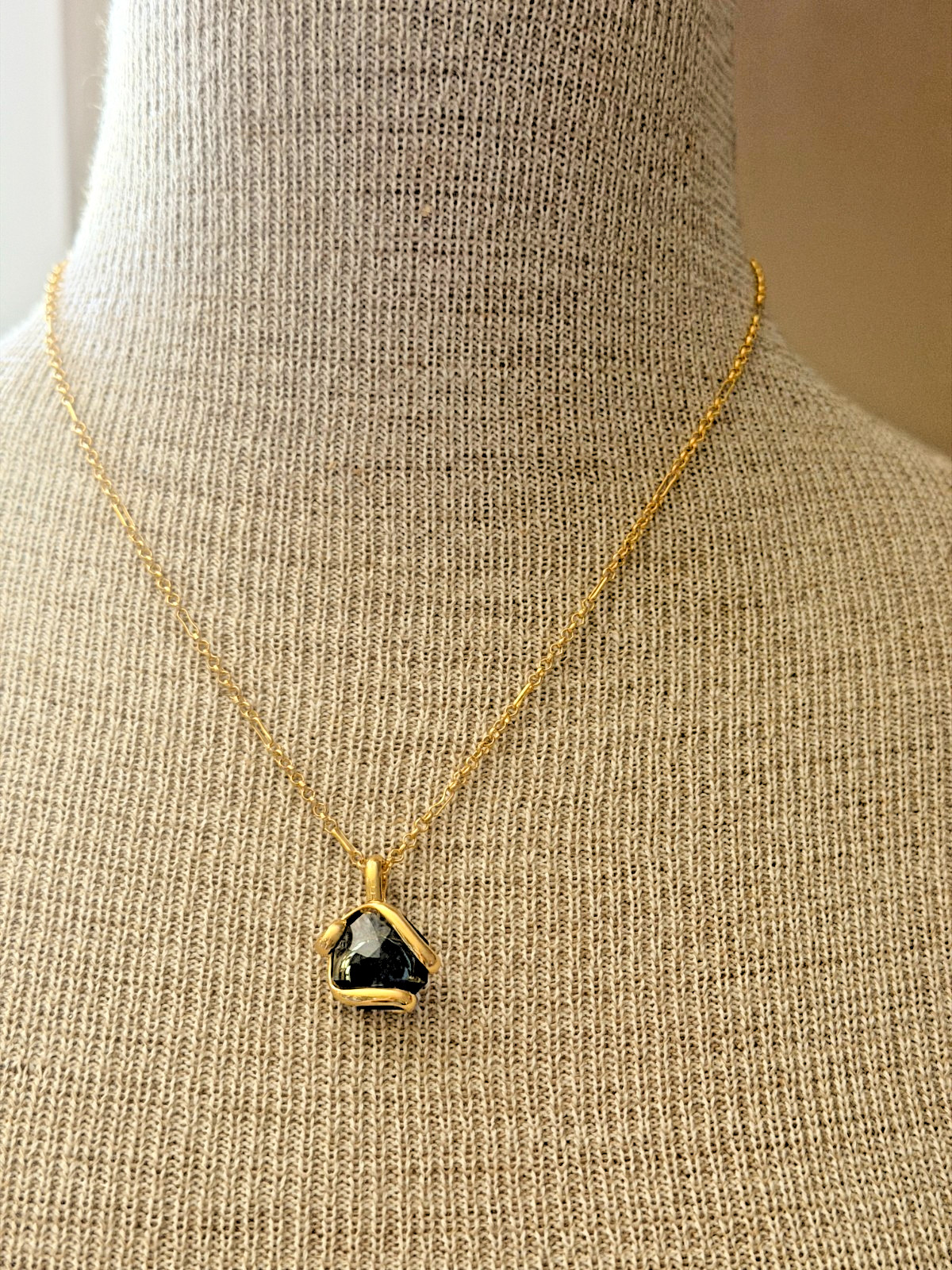 Andrea Marazzini Gold Plated S Octagon Dark Blue Pendant