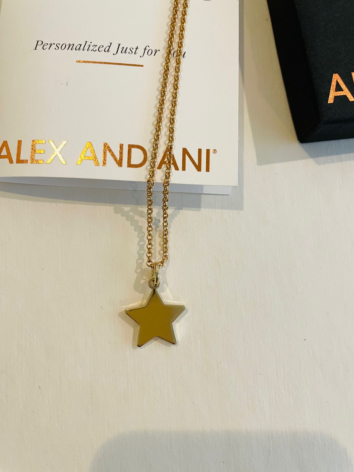 alex and ani gold star charm necklace, gift box,19″chain, nickel free