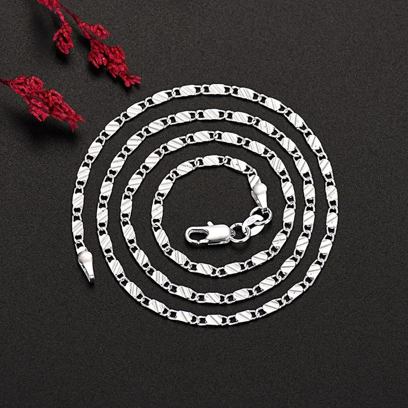 New 925 Sterling Silver fine 2MM flat Clavicle chains Necklaces for Men Women