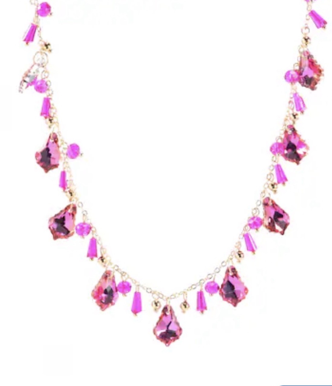 NEW Cara Gold Tone Pink Shaky Crystal Necklace -NWT W/Fabric Pouch