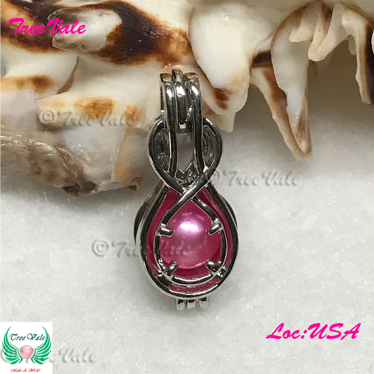 Infinite Violin Guitar – Silver Plated – Locket Pearl Cage Pendant – Hold 6-8mm