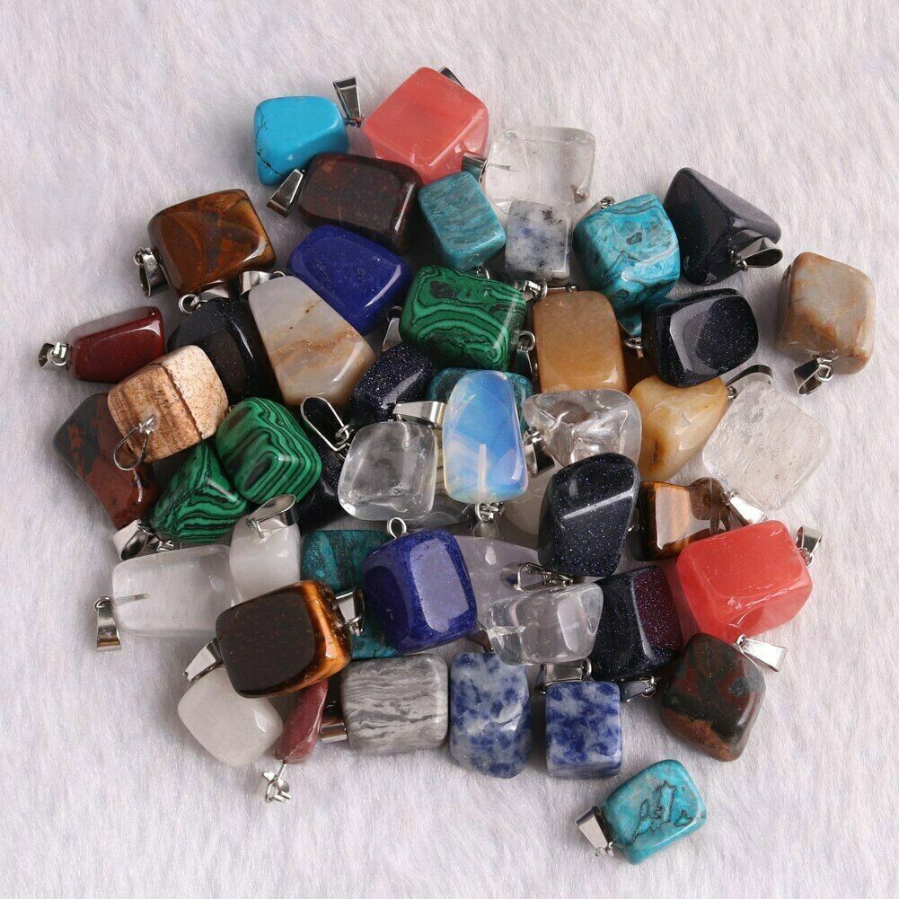 Wholesale 50pcs Natural Mixed Irregular Shape Stone Pendants for Jewelry Making