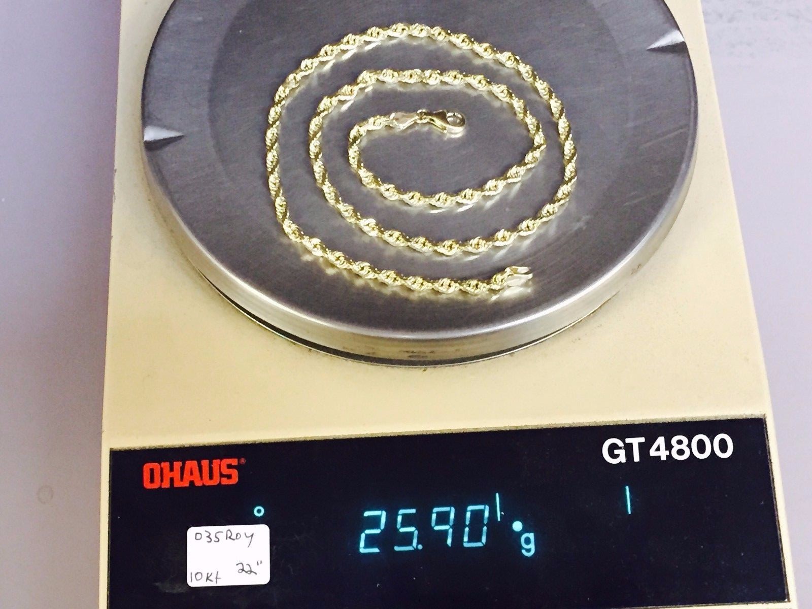 10k Yellow Gold 22″ Solid Diamond Cut Rope Chain Necklace 5 mm 27 Grams