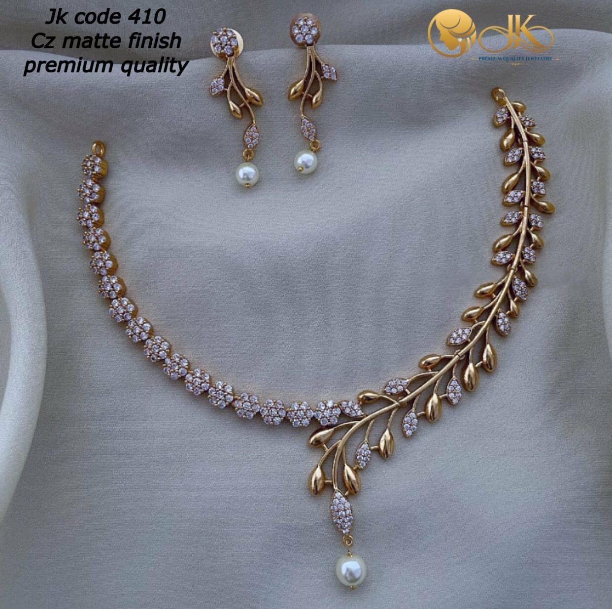 Bollywood Indian Bridal High Quality ad cz Cut American Diamond Necklac Set s01