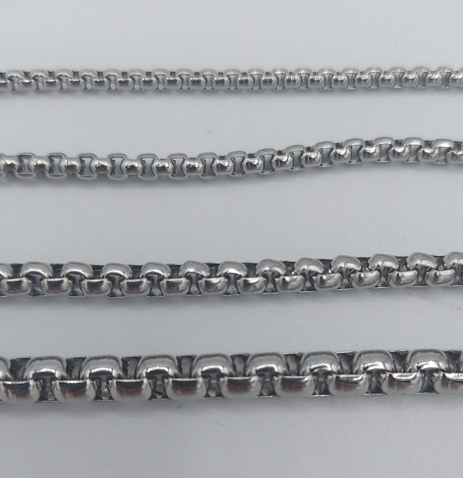 USA Stock 2/3/4mm SMOOTH BOX ROPE SILVER STAINLESS STEEL CHAIN NECKLACE