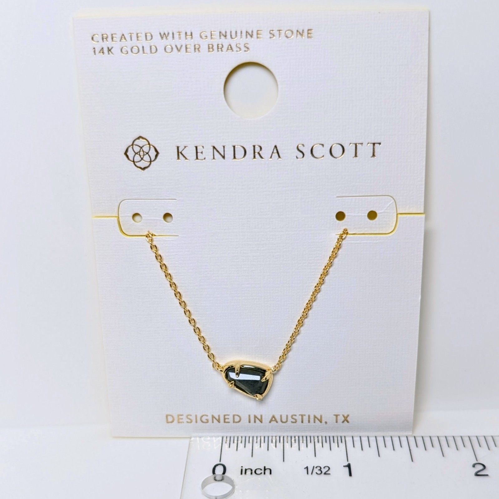 Kendra Scott Faye Gold 16″ Necklace Forest Green Quartz