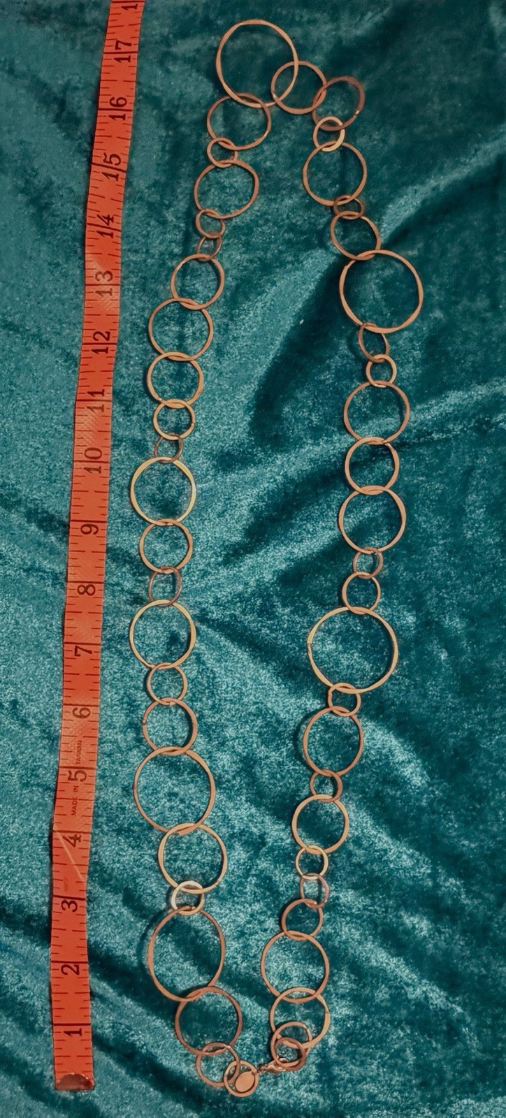 Vintage Y2K Metal Open Circle Round Link Chain Necklace 36in