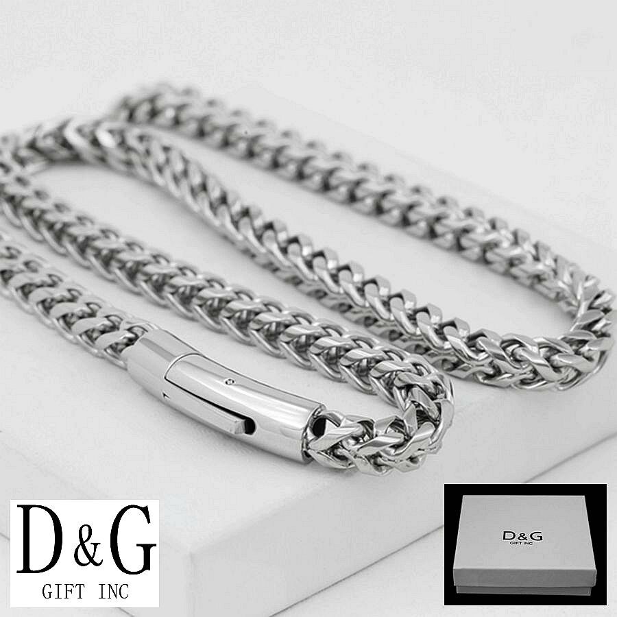 DG Men’s 20″ Franco Chain Necklace 6mm Stainless Steel High Polish Box