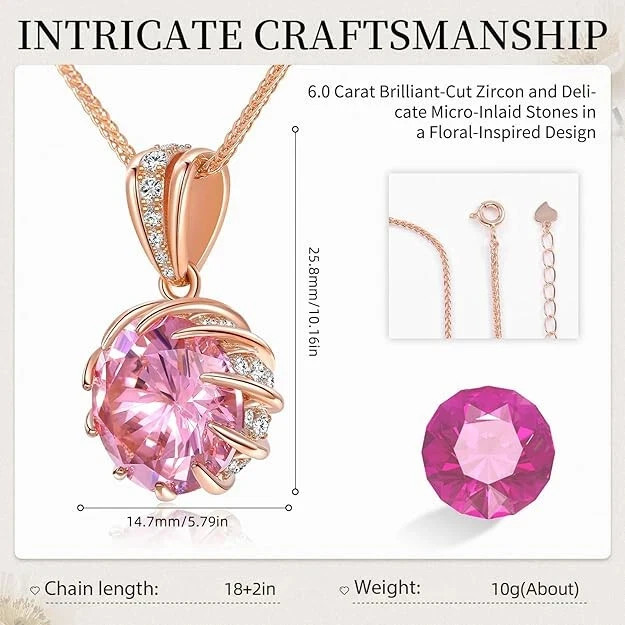CeaKIev 6.0Carat (12.0mm) Round Cubic Zirconia Pendant Necklace 41 Accent CZs