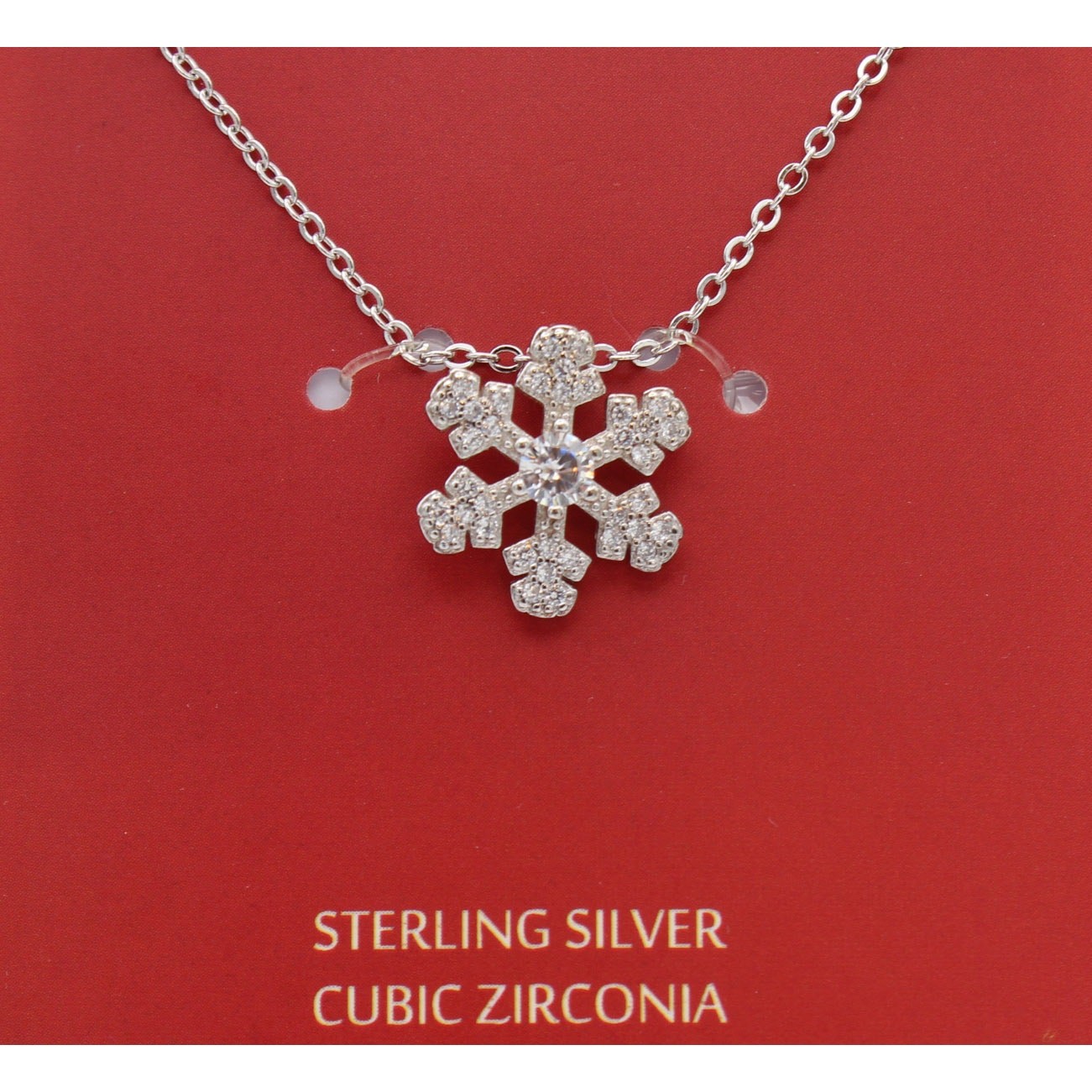 Sterling Silver Cubic Zirconia Snowflake Pendant Necklace #C08N1