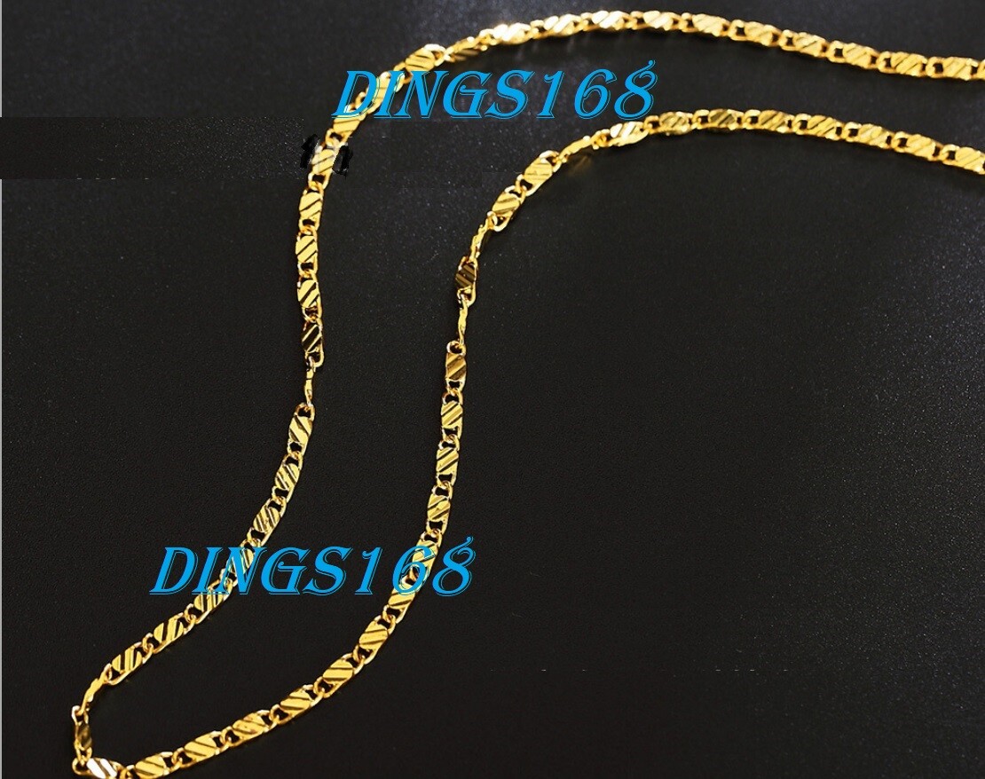 Men & Women’s 18K Gold Filled 2.2mm Flat Necklace Chain 16/18/20/22/24/26/28/30″