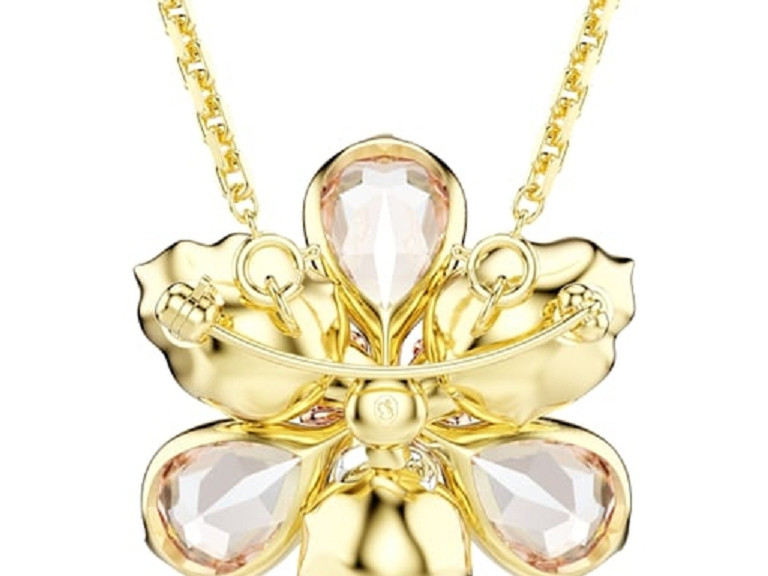 NWT Swarovski Idyllia Flower Gold Tea Powder Flower Necklace 5735227