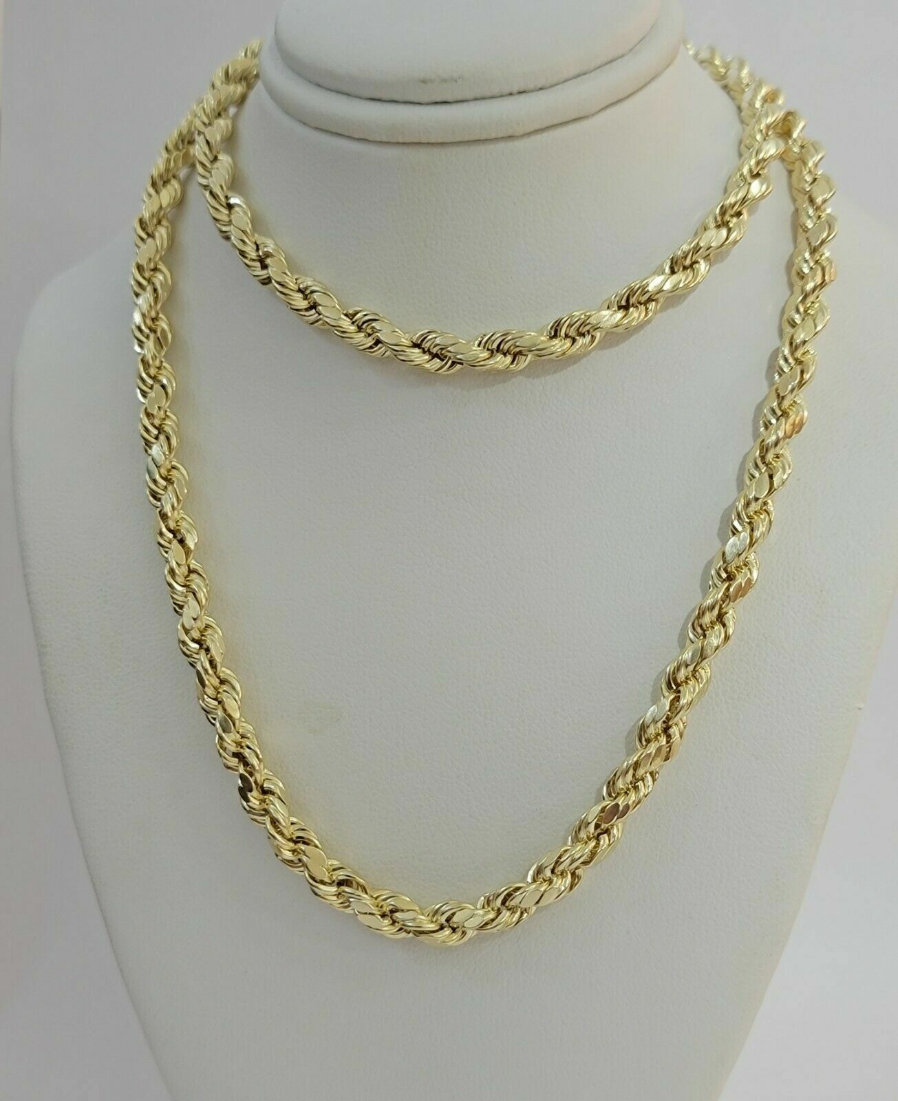 10k Yellow Gold Rope Chain Necklace 18″-30″ Men Women 4mm-10mm Real Gold Hollow