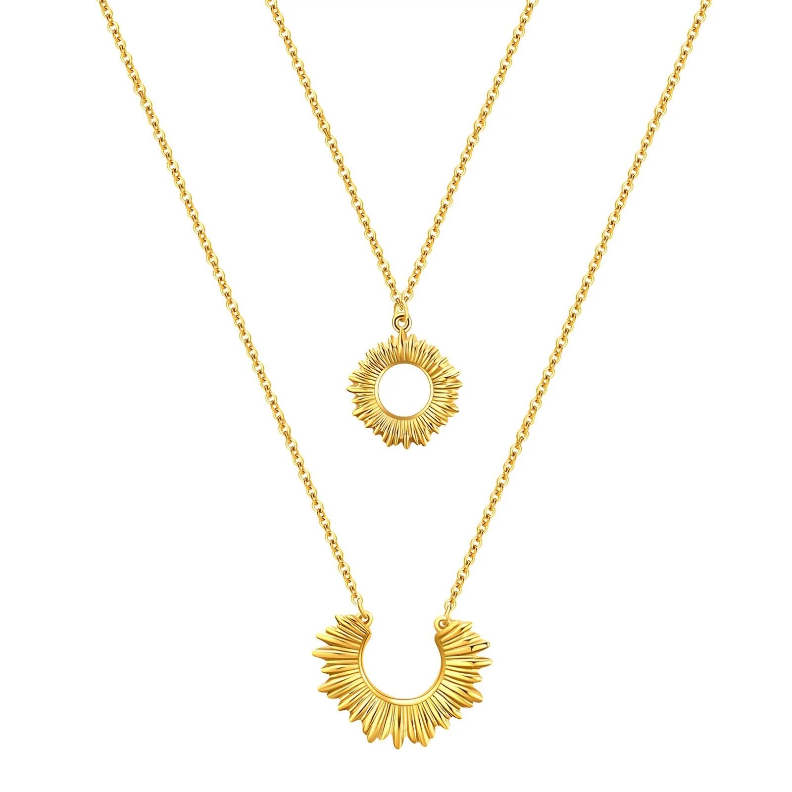 18K Gold Plated waterproof None Tarnish 2 Layer Necklace Trendy
