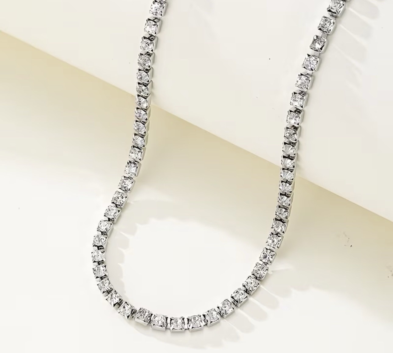 22 in Premium VVS1 sparkling Shiny tennis crystal Chain Necklace Jewelry Casual
