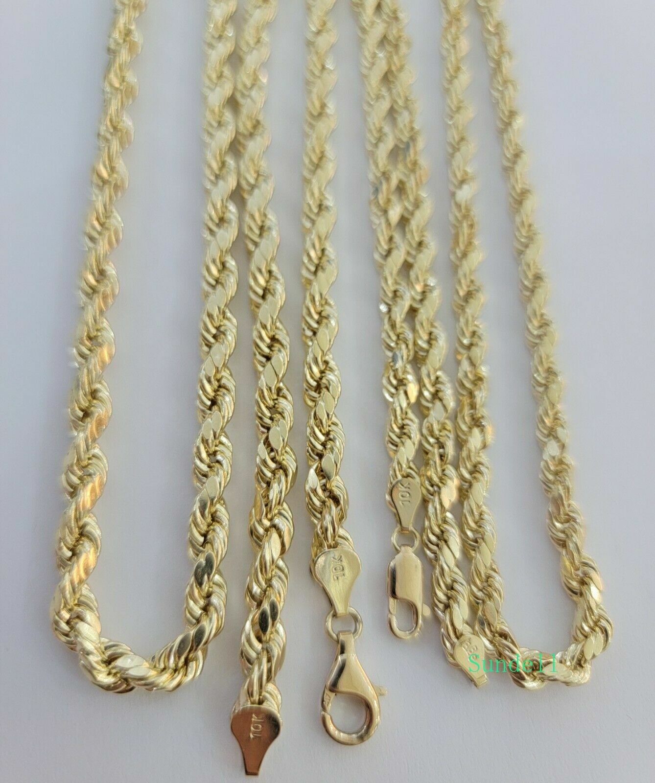 10k Yellow Gold Rope Chain Necklace 18″-30″ Men Women 4mm-10mm Real Gold Hollow