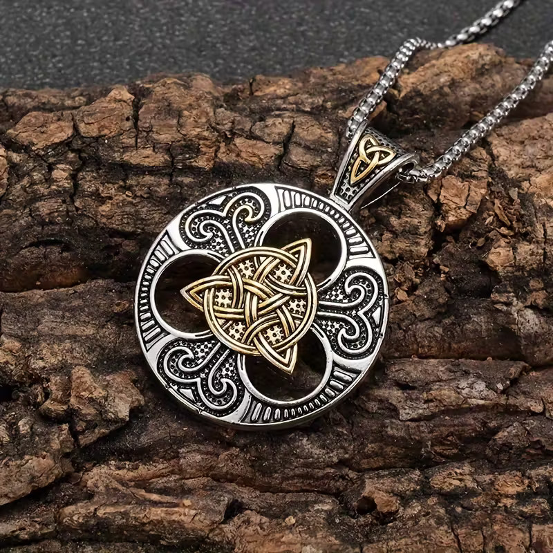 Triquetra Encircled Medallion Necklace Jewelry Viking Nordic Viking Pendant