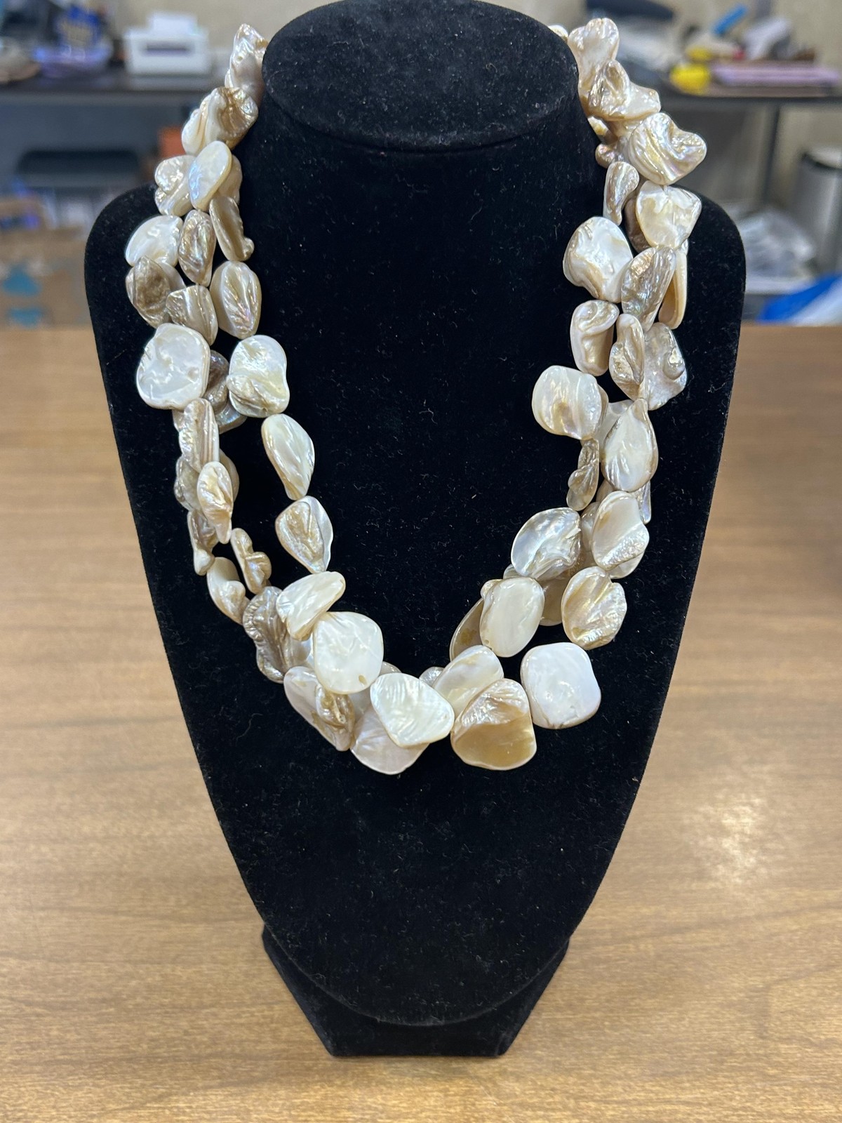 Necklace White Shell Beaded Multi Strand Womens Beach Collar Statement Jewelry