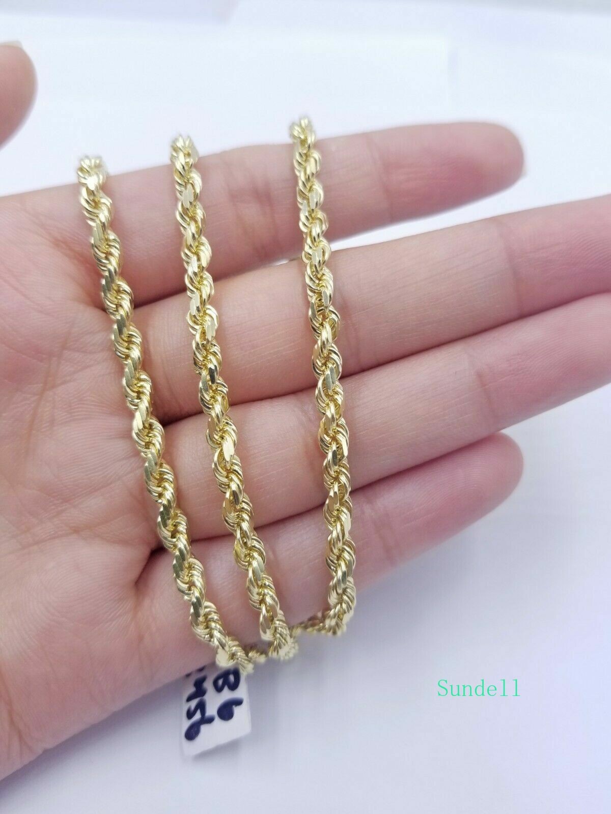 10k Yellow Gold Rope Chain Necklace 18″-30″ Men Women 4mm-10mm Real Gold Hollow