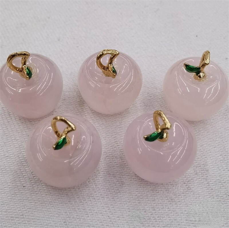 20pcs 18x22mm Apple Statue Pendant Natural Rose Quartz Stone Carved DIY Jewelry