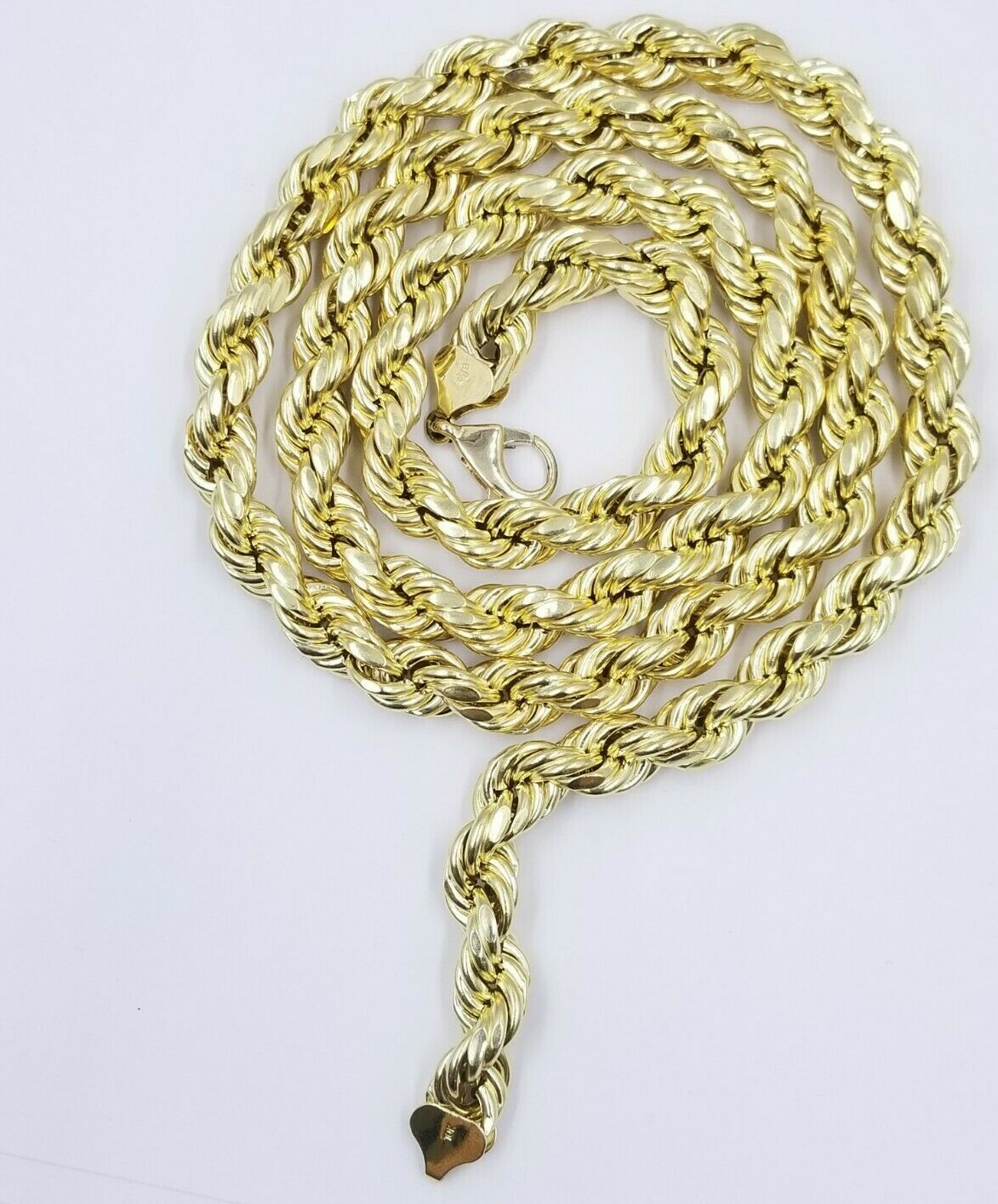 10k Yellow Gold Rope Chain Necklace 18″-30″ Men Women 4mm-10mm Real Gold Hollow