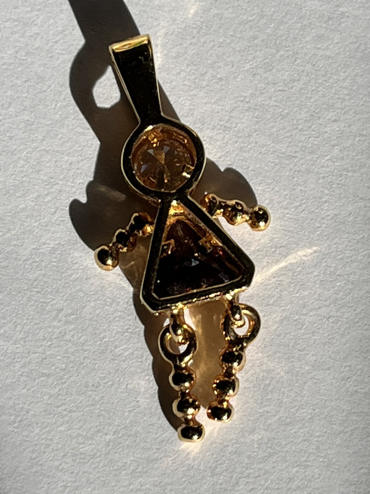 BIRTHSTONE BABY Charm Pendant 24k YG GP Sterling 925 Girl February Purple 1.25”H