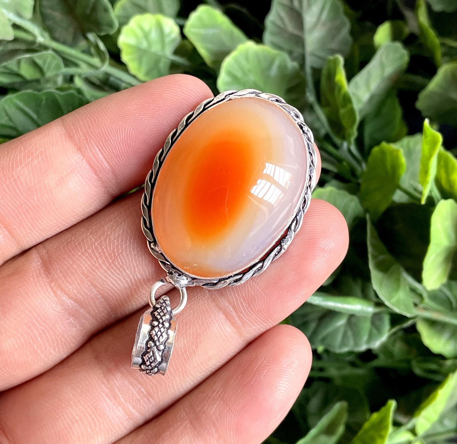 Natural Botswana Agate Oval Gemstone Handmade Antique Jewelry Pendent 1.80″