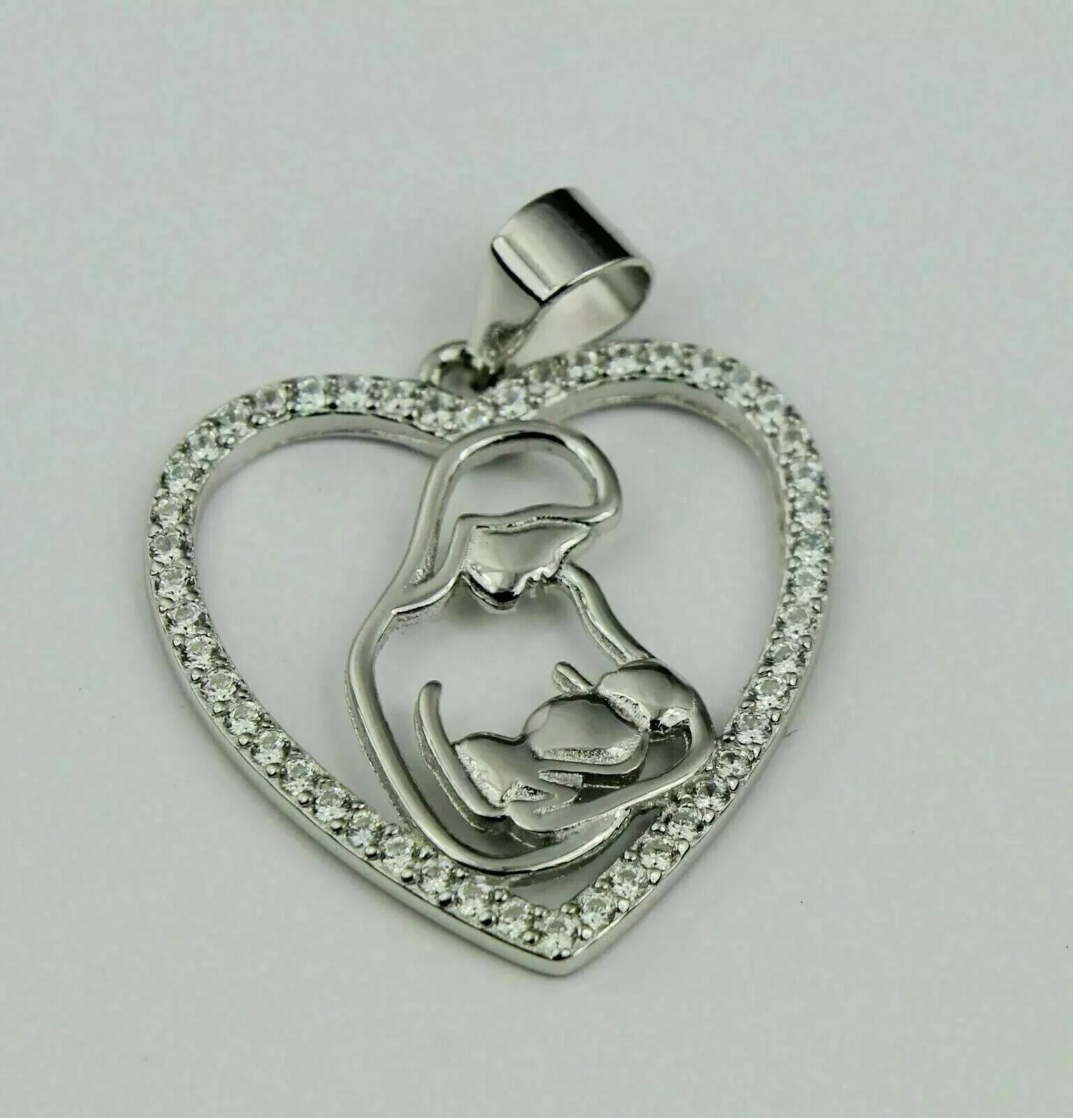 2Ct Round Cut Simulated Diamond Mom & Baby Lovely Pendant 14K White Gold Plated