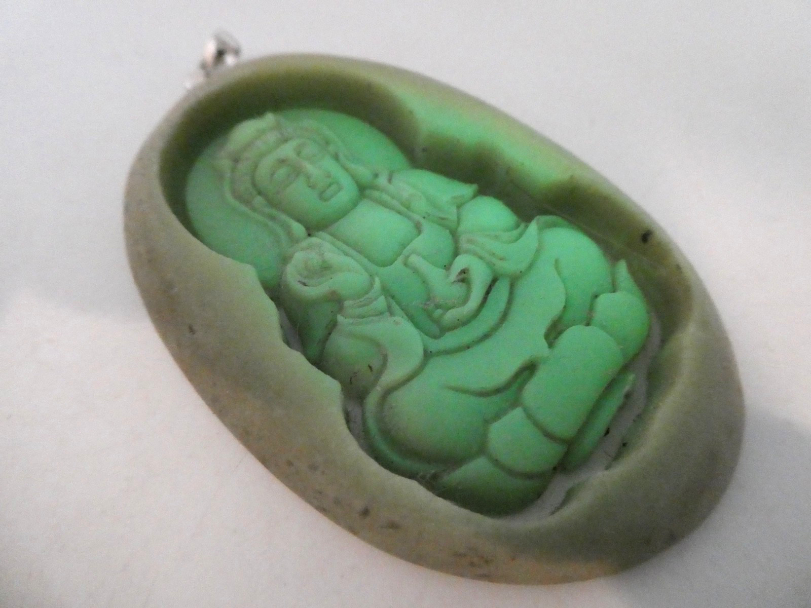 QUAN YIN Green Phosphorescent Glow in The Dark Modern Ye Ming Zhu 925 Pendant