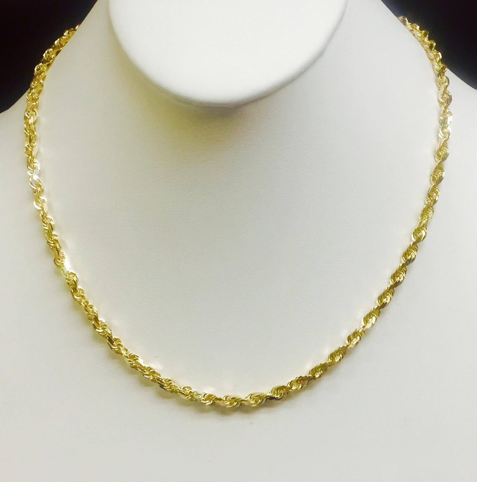 10k Yellow Gold 22″ Solid Diamond Cut Rope Chain Necklace 5 mm 27 Grams