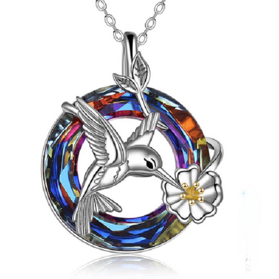 HUMMINGBIRD URN CREMATION pendant 20″ 925 Sterling Silver plated Necklace women