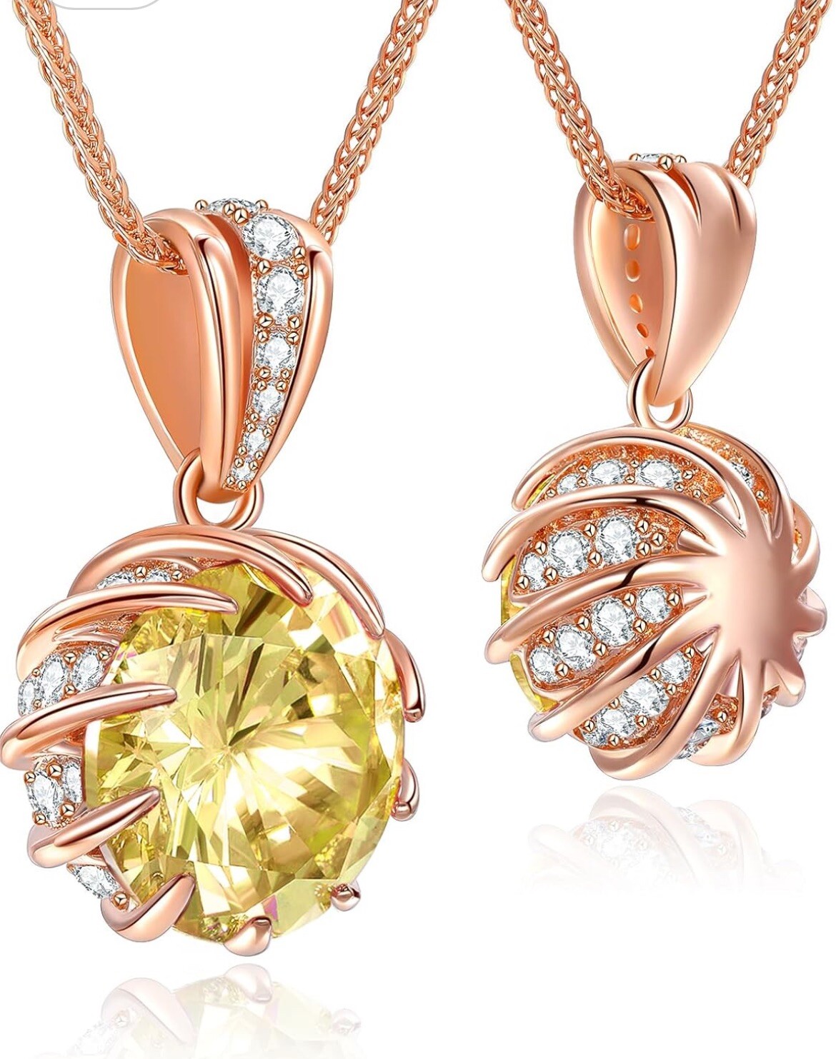 6.0Carat (12.0mm) Round Cubic Zirconia Pendant Necklace