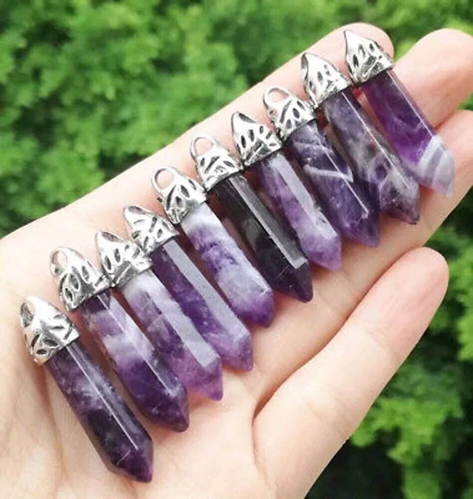10 Beautiful Amethyst Pendants. FREE SHIPPING IN THE USA!