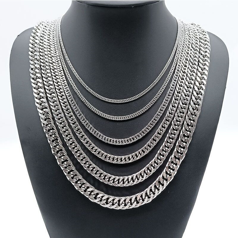 3/5/7/9/11.5mm Men Women Stainless Steel Curb Braided Cuban Chain Diamond Cut