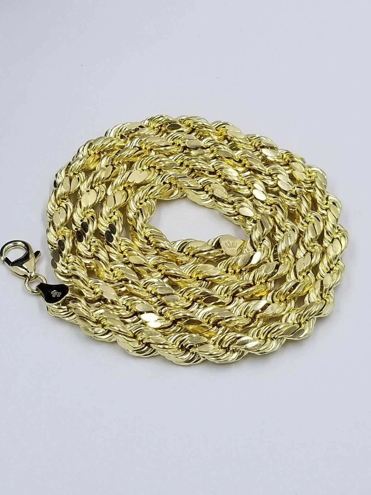 10k Gold Rope Chain 2mm-8mm Necklace 16-30 Inch men women Diamond cut end Sale