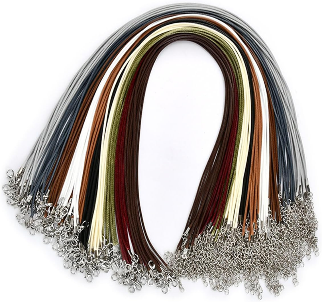 100Pcs Leather Necklace Cord Bulk with Clasp, 20Inch Colorful Brown