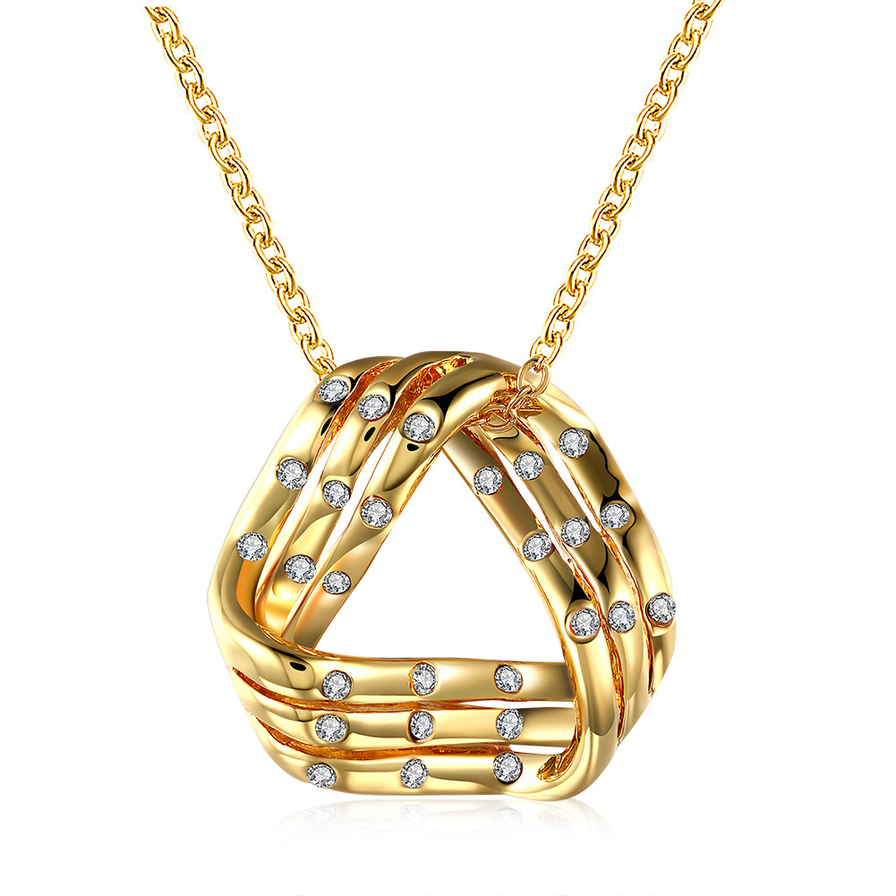Chic 18k 18ct Yellow/White Gold Filled Triangle CZ Pendant Necklace N-A718