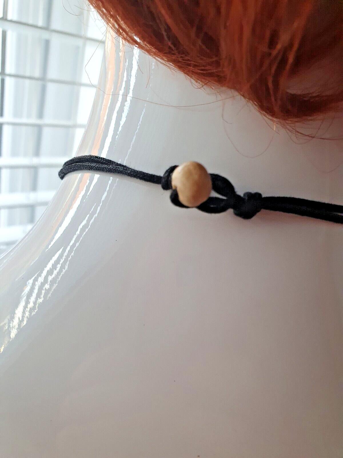 Cream Black Disc Beaded None Metal Green Black corded Surfer Trbal Necklace