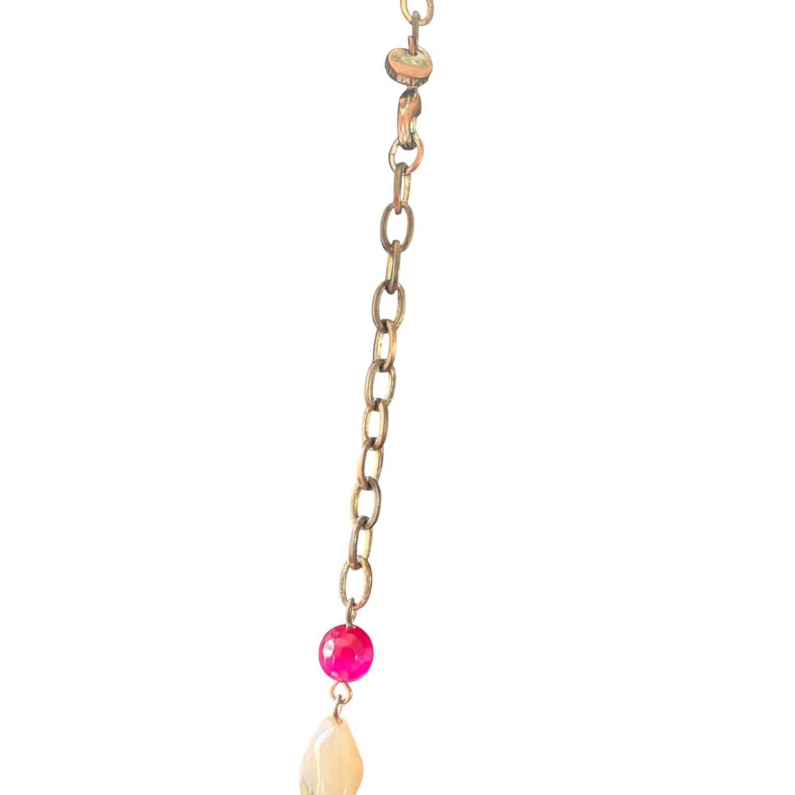 Multi-Colored Beaded Long Necklace With Mixed Shapes & Chain Accents