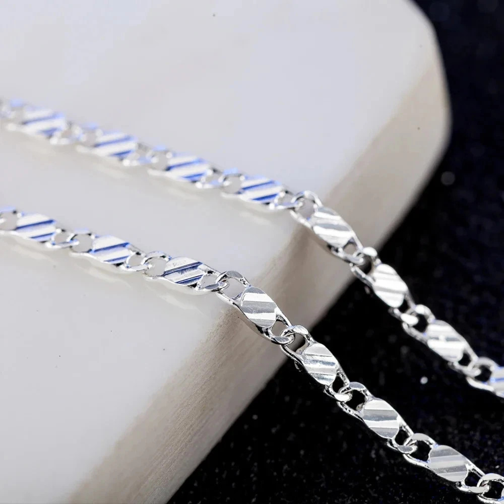 New 925 Sterling Silver fine 2MM flat Clavicle chains Necklaces for Men Women
