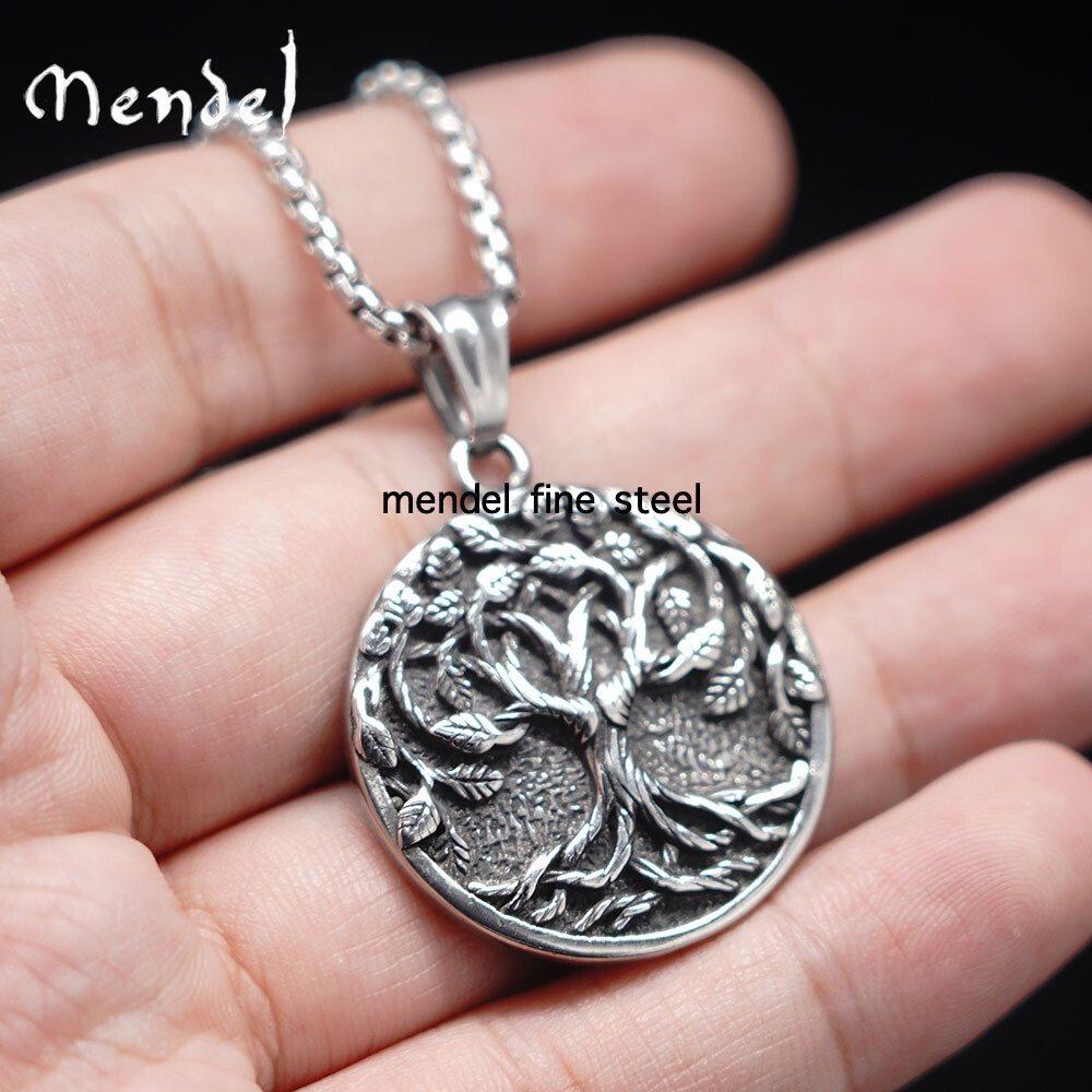 MENDEL Norse Viking Rune Celtic Protection Tree of Life Pendant Necklace Chain