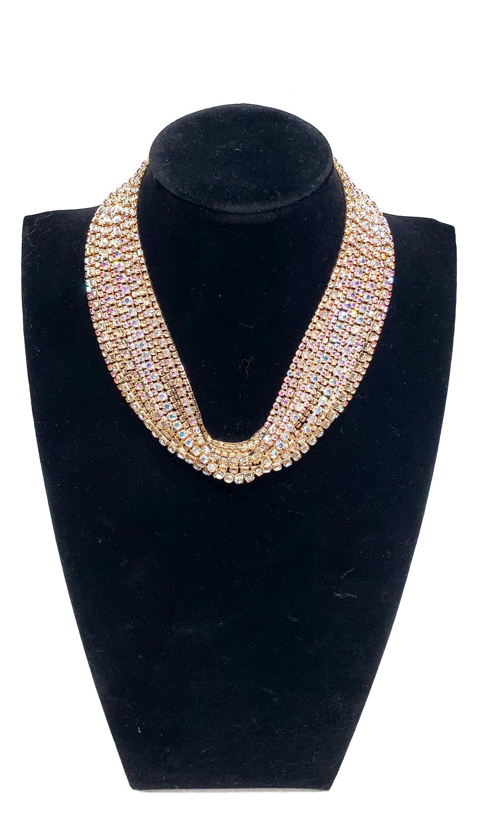 Multilayer Rhinestone Statement Necklace Luxury Sparkling Party Dance Adjustable