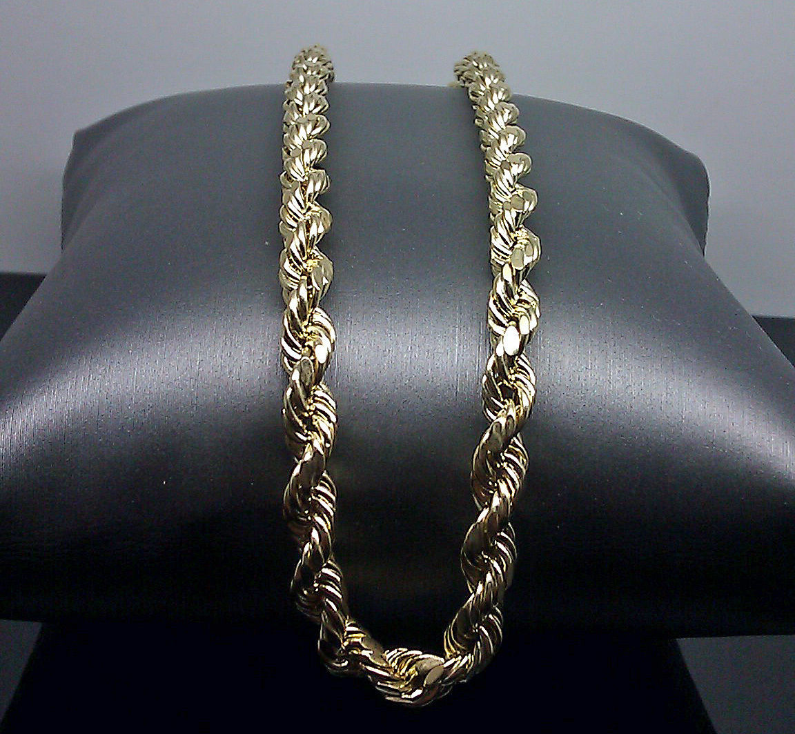 10k Gold Rope Chain 2mm-8mm Necklace 16-30 Inch men women Diamond cut end Sale