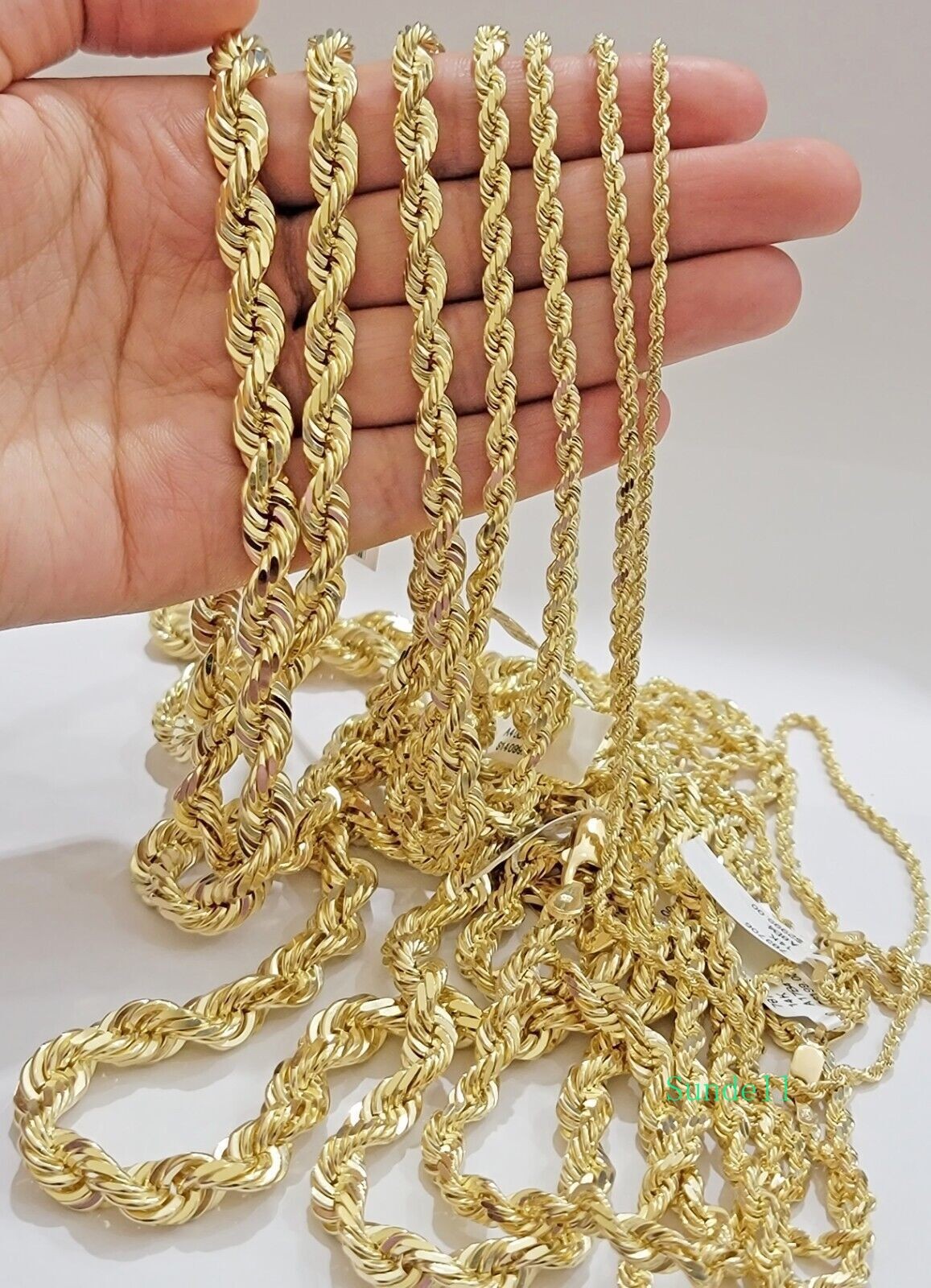 10k Yellow Gold Rope Chain Necklace 18″-30″ Men Women 4mm-10mm Real Gold Hollow