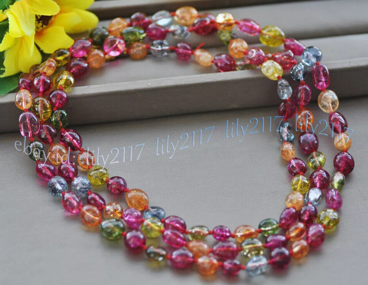 12-15mm Multicolor Tourmaline Irregular Freeform Gemstone Beads Necklace 14-72”