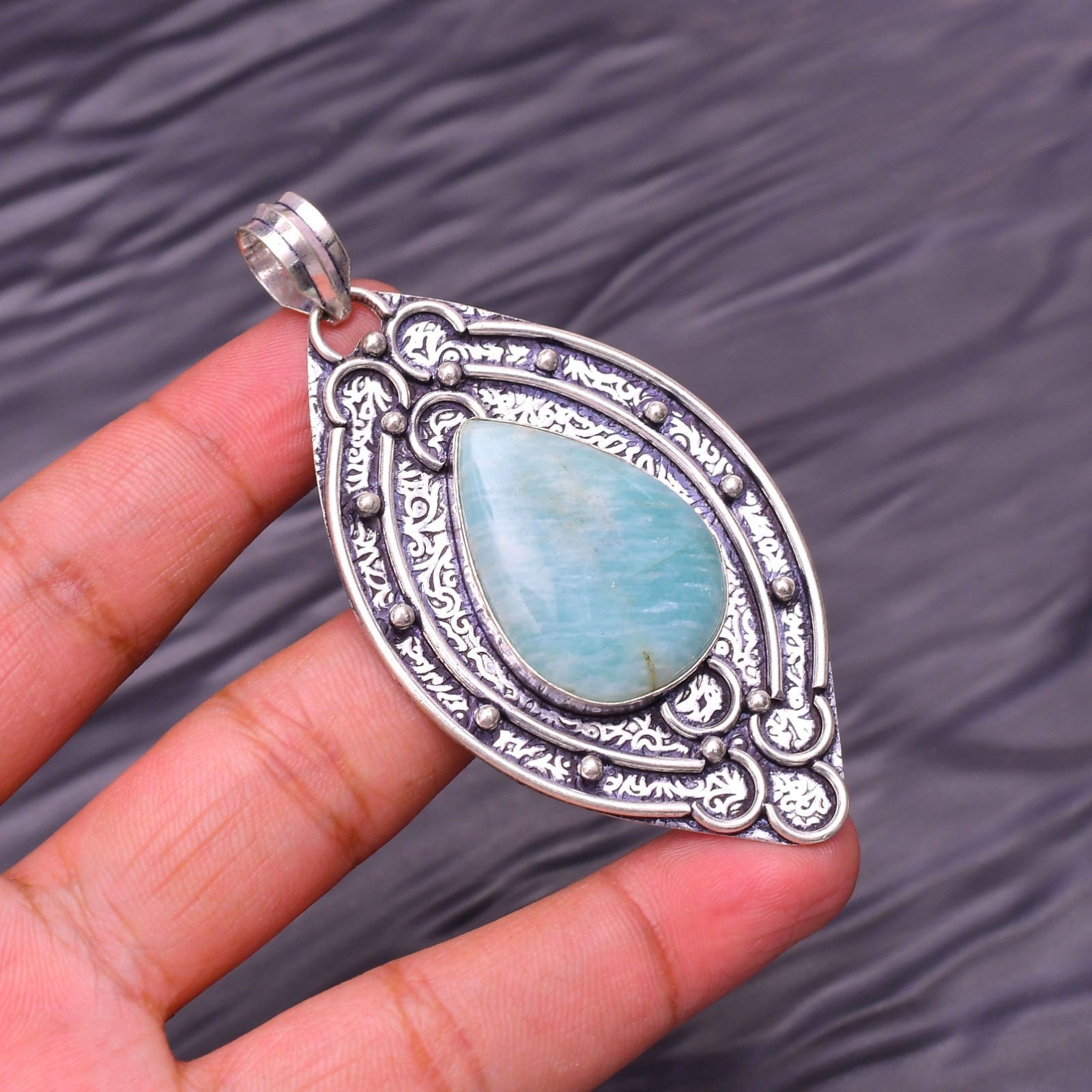 Amazonite Gemstone 925 Sterling Silver Jewelry Pendant 2.99″