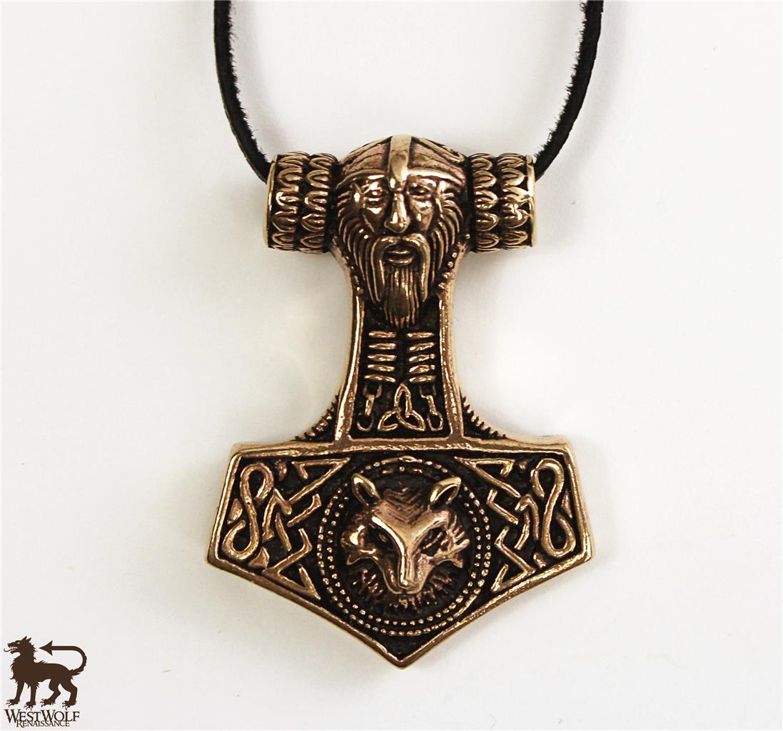 Bronze Viking Thor’s Hammer Mjolnir Pendant — Norse/Medieval/Skyrim/Jewelry